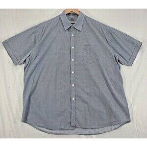 James Campbell Shirt Mens Short Sleeve Button Up Cotton Micro Print Blue 2XL